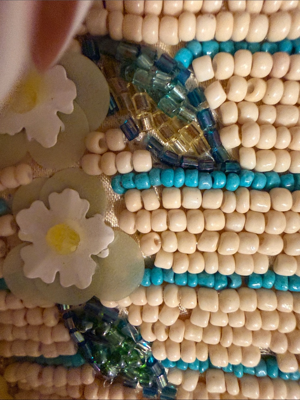 Beaded Lemon Shoulder Bag in Cream and Yellow - Picture 9 of 9